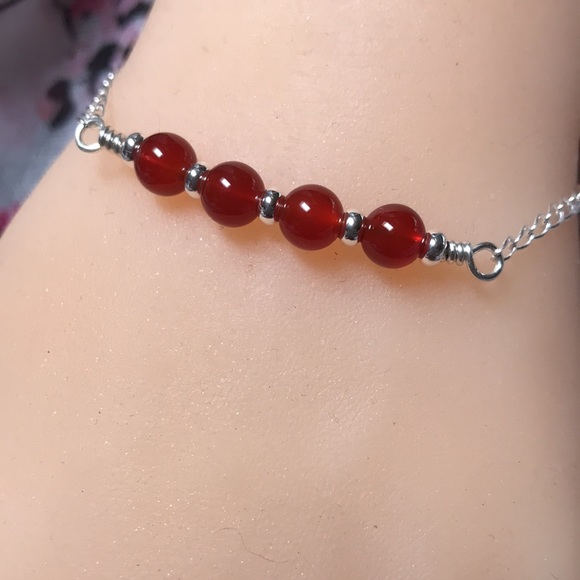 Fire Red Agate Sterling Silver Bracelet - Picture 5 of 7
